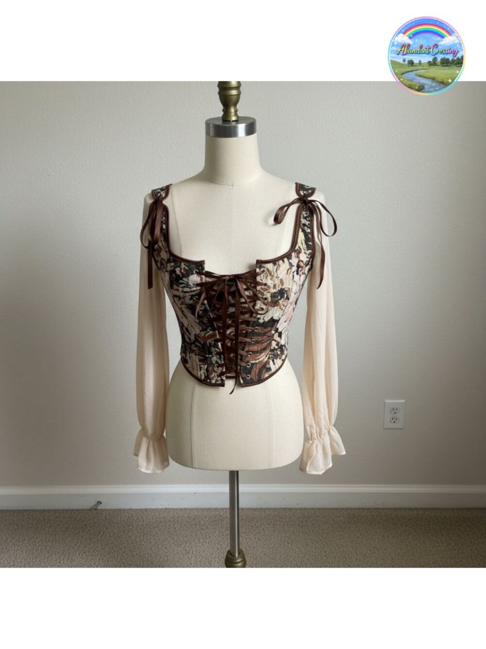 Renaissance Corset Top Womens Floral Lace Up Overbust Bustier Waist Cincher
